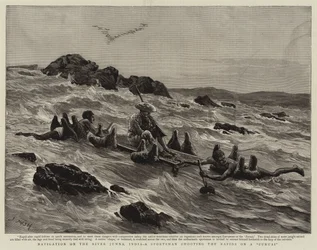 Navigation sur la rivière Jumna, Inde, un sportif descendant les rapides sur un Zuruai